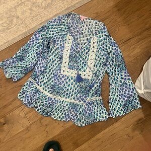 Lilly Pulitzer Blue and Green Patterned Top